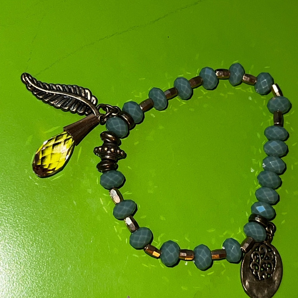 bead stretch bracelet beachy boho faceted glass stone charm stackable set 4 - Picture 13 of 16